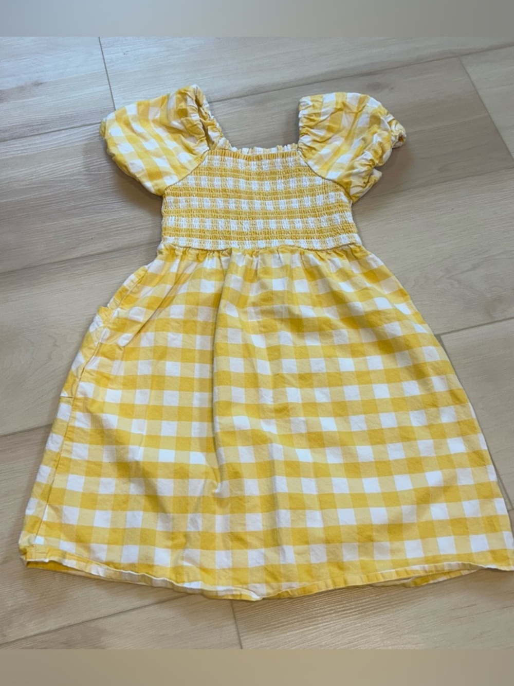 Girls yellow and white gingham dress - Picture 2 of 3